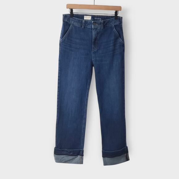 Pilcro Denim - Anthropologie Pilcro Francais Mid-Rise Cuffed Jeans Selvedge Dark Wash Sz 29